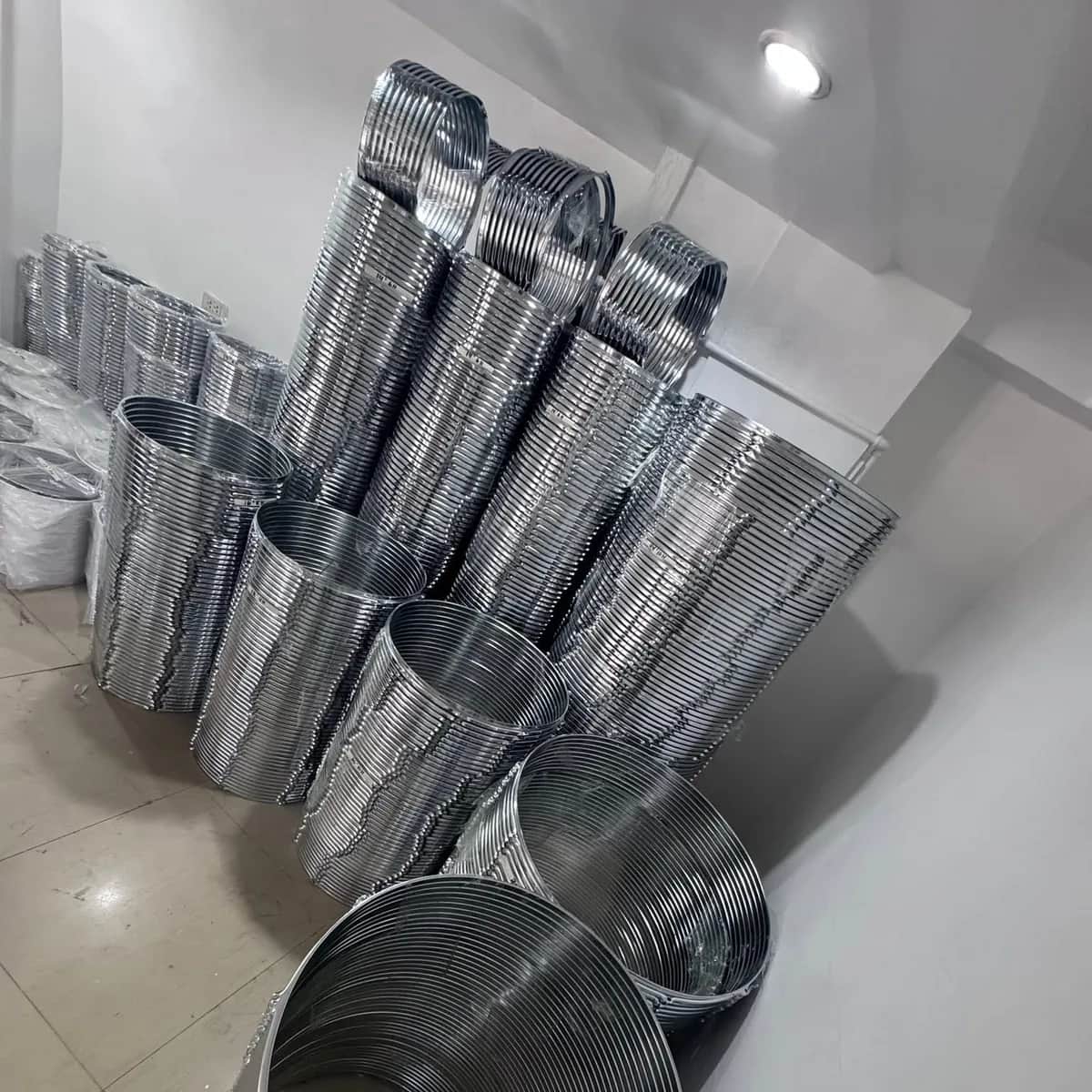 Stacks of chrome drum rings