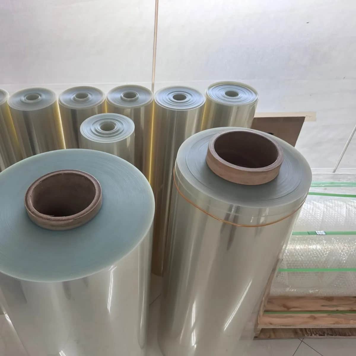 Rolls of clear Mylar drumhead film
